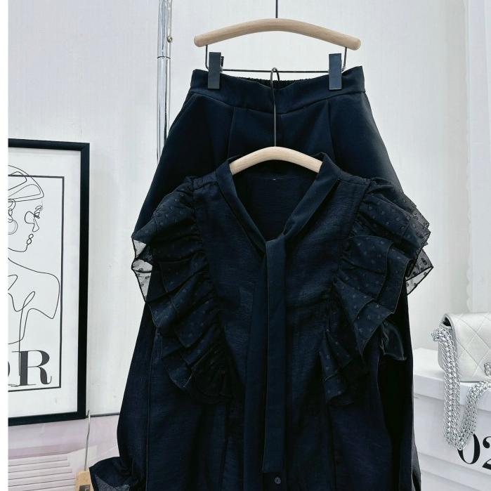 Set bộ nữ, áo voan tơ nhún bèo ngực cực bánh bèo Trendy Clothing