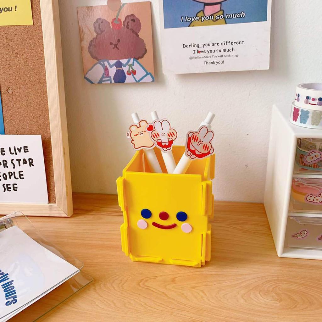 Ống đựng bút mặt cười smiley nhựa dẻo có thể lắp ghép