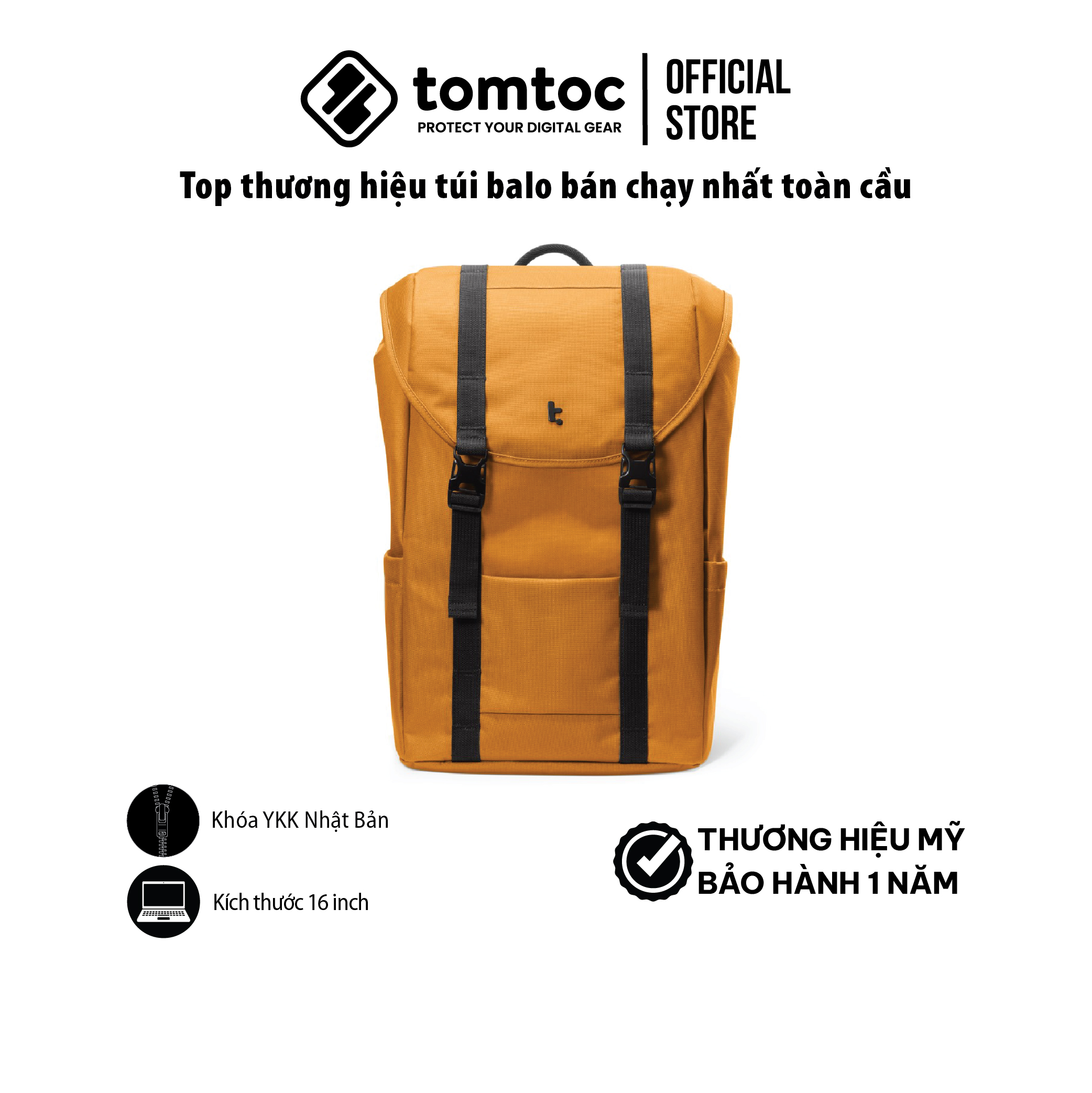 Balo Tomtoc (USA) Flap Laptop Backpack - Balo di chuyển, du lịch, thường ngày cho MacBook 13-16 inch và laptop 15.6 inch - Dung tích 22L TA1 Hàng chính hãng