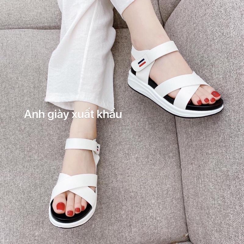 SD20 - Sandal xuồng bằng 5p quai cheo da lì mềm đế kháng nước siêu bền Việt Nam xuất khẩu