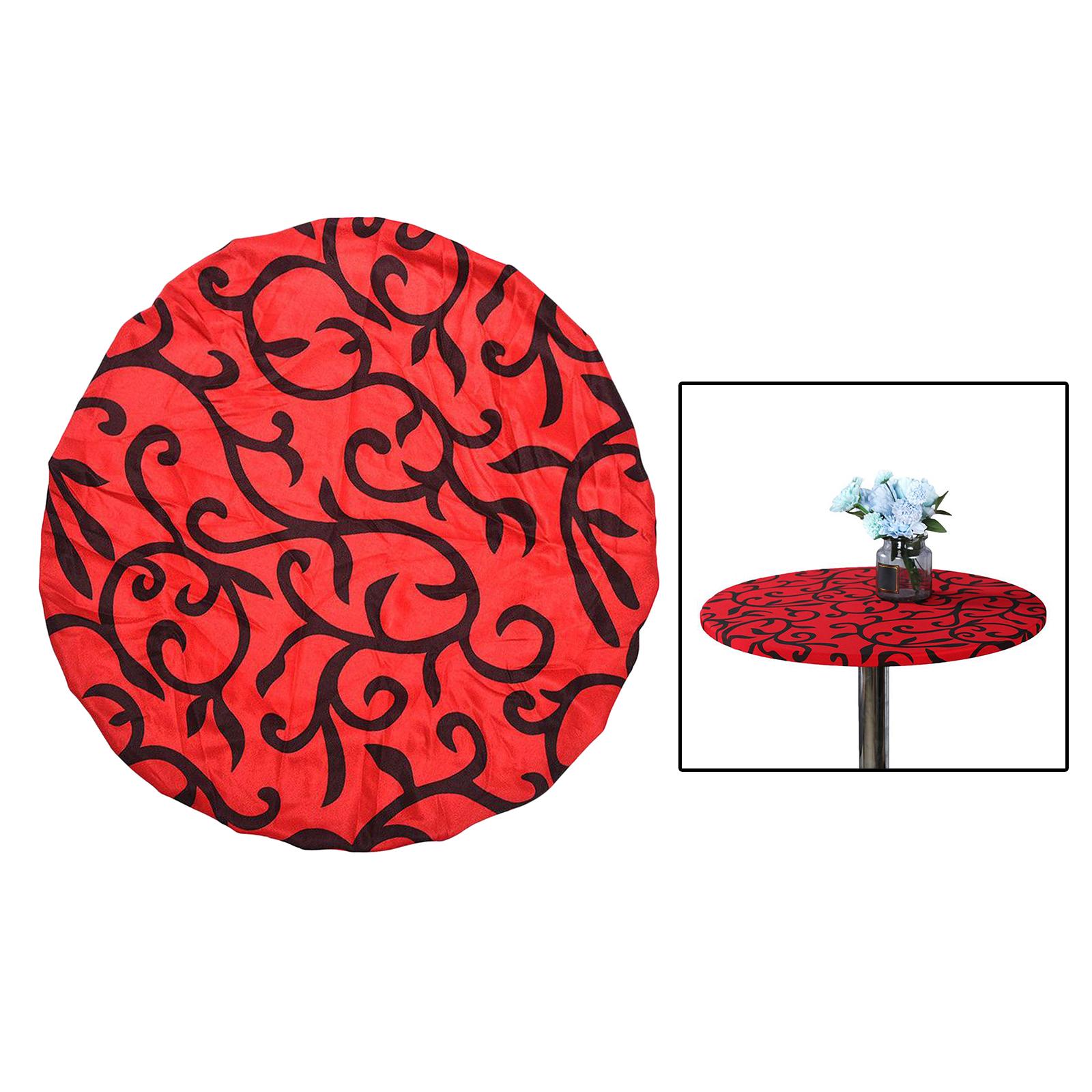 Indoor Outdoor Patio Round Fitted Tablecloth,Elastic Edge Waterproof Cover Red