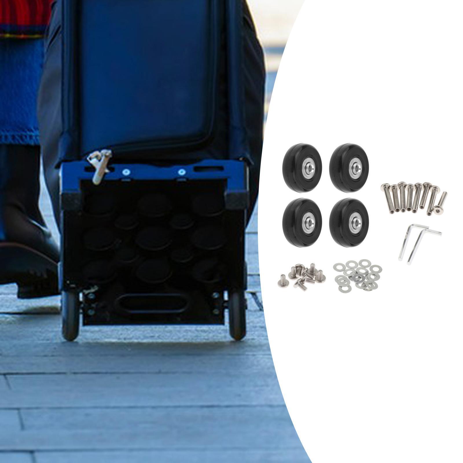 4x Replacement Suitcase Wheels PU Metal Swivel Caster Wheels Repair Set Easy Installation ,Axles Mute Luggage Suitcase Replacement Wheels Set