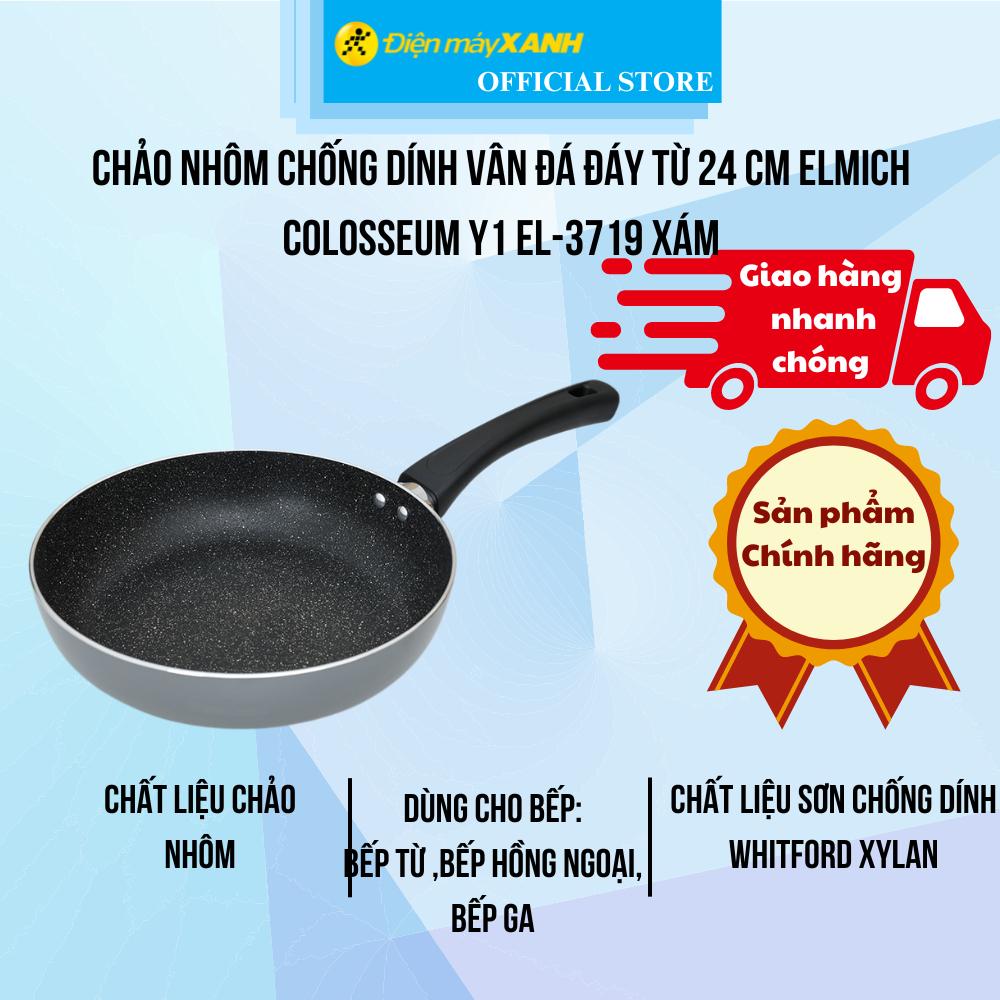 Chảo nhôm chống dính vân đá đáy từ 24 cm Elmich Colosseum Y1 EL-3719 Xám