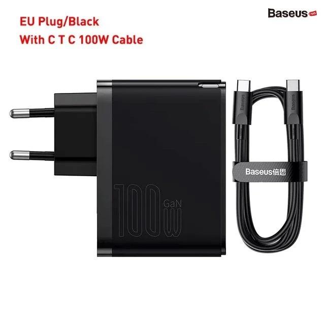 Sạc Nhanh Công Suất Cao Baseus GaN5 Pro Fast Charger C+U 100W Kèm Cáp C to C ( Hàng Chính Hãng)