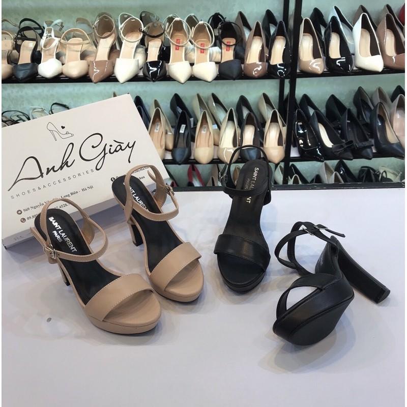 Sandal da lì đúp đế quai ngang gót trụ 12p cực chắc chắn Việt Nam xuất khẩu