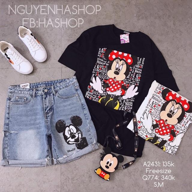 Quần jean ngố lửng mickey siêu yêu, kèm hình thật