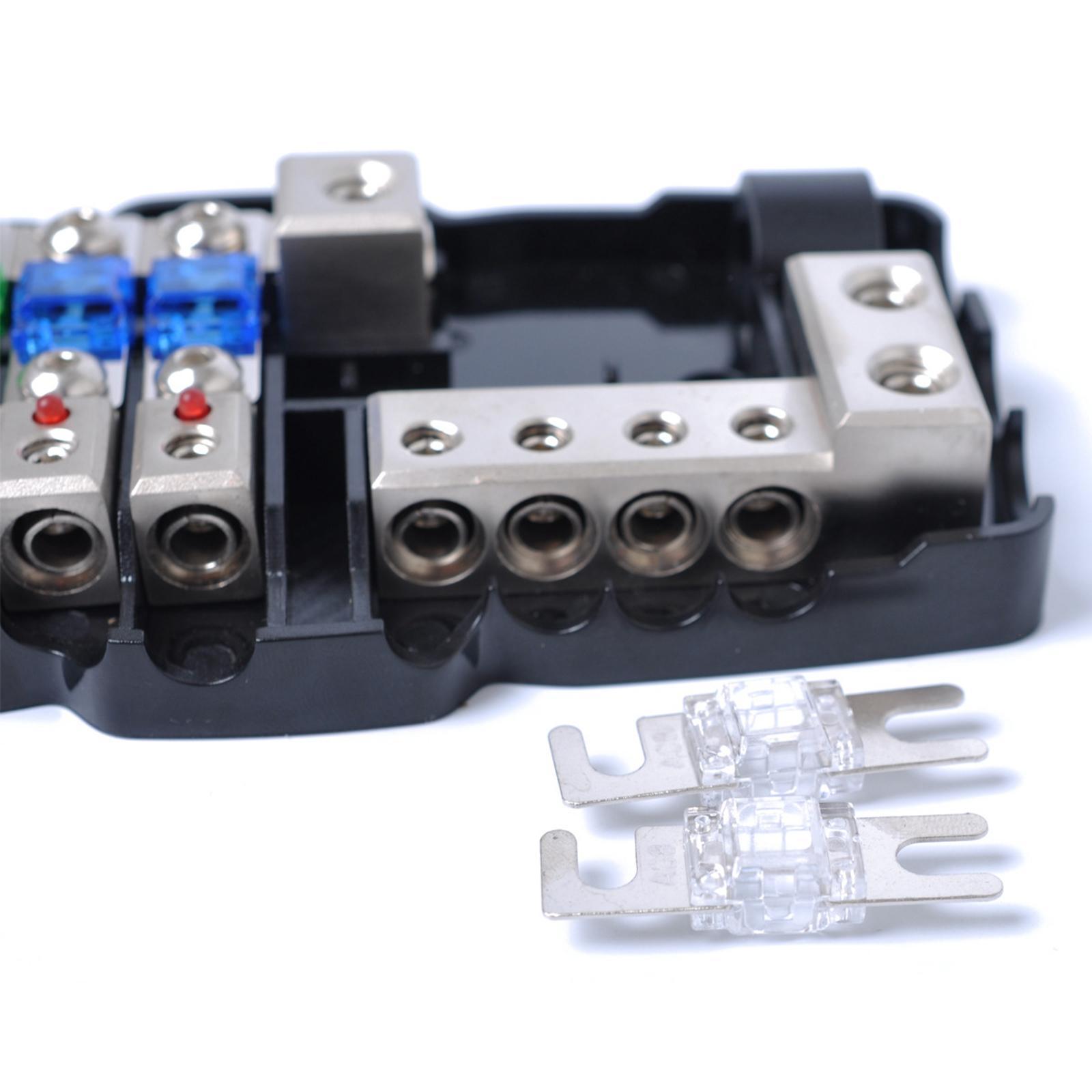 4 Way Fuse Holder 0/4GA 4/8GA Zinc Alloy Fuse Box Cover Case Fit for Car Audio RV Marine
