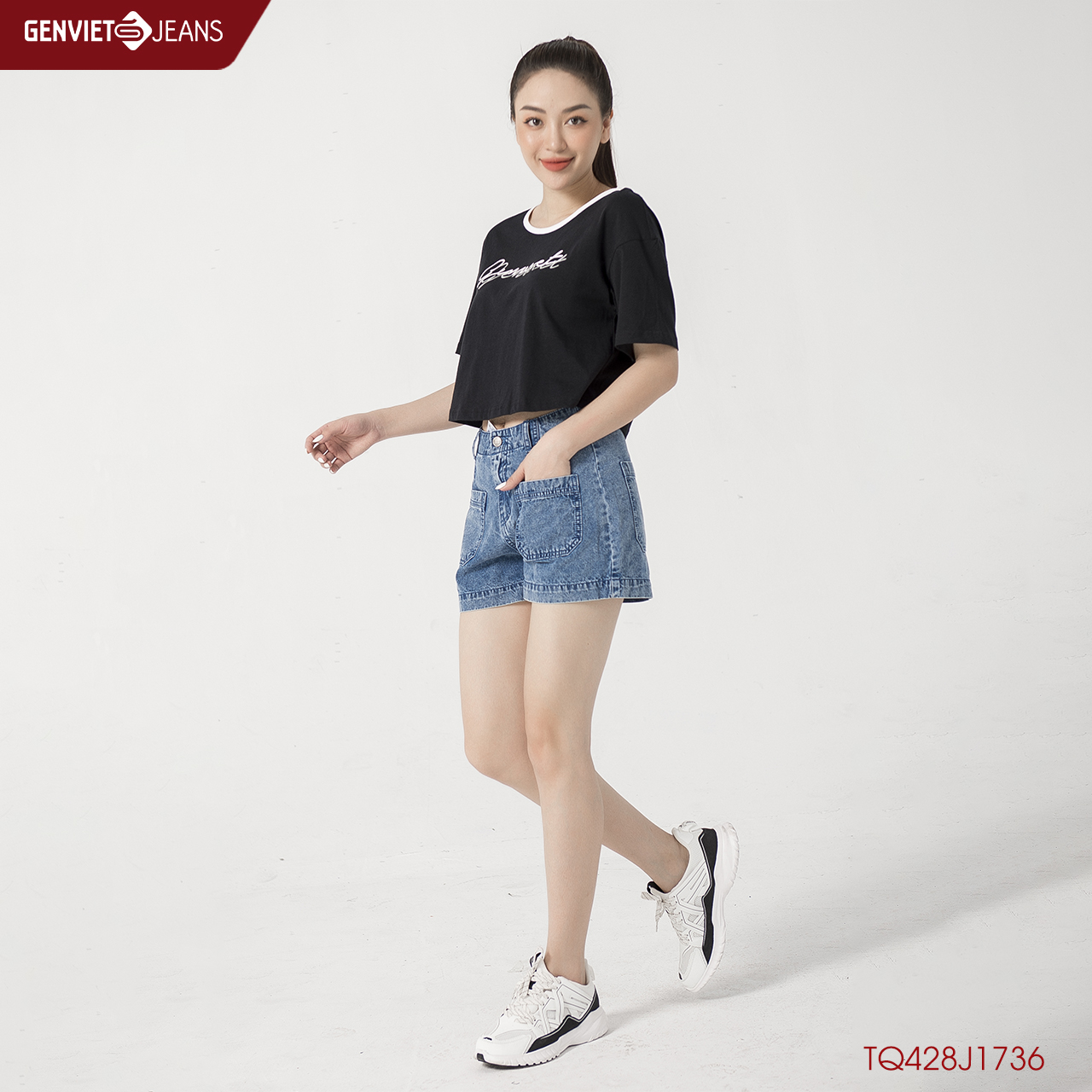 Quần Sooc Jeans Nữ Dáng A TQ428J1736 GENVIET