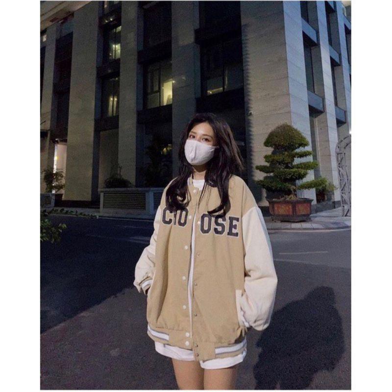 Áo Khoác Bomber Choose Chất Nỉ Nhung Phối Tay 2 Màu Siêu Hot Hi