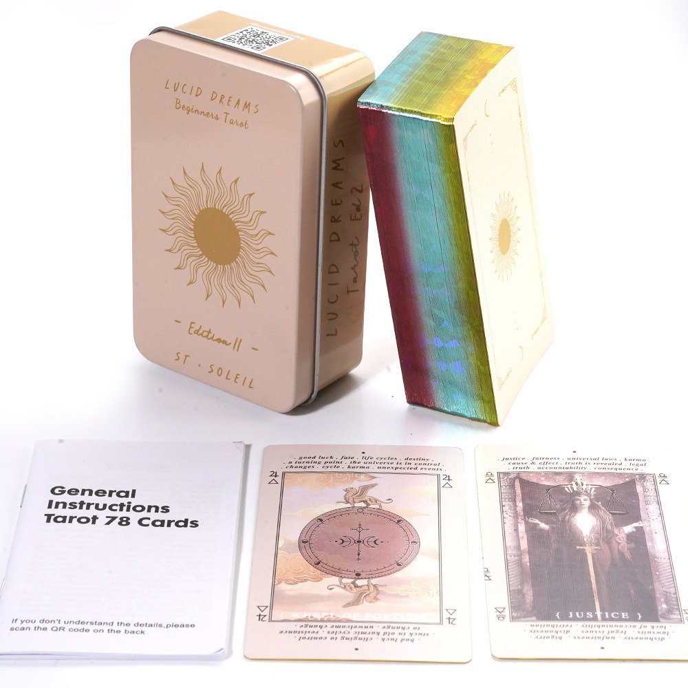 [Mạ Cạnh] Bộ Bài Lucid Dream Beginners Tarot Hộp Thiếc Mạ Cạnh 78 Lá Tặng File Tiếng Anh Và Đá Thanh Tẩy