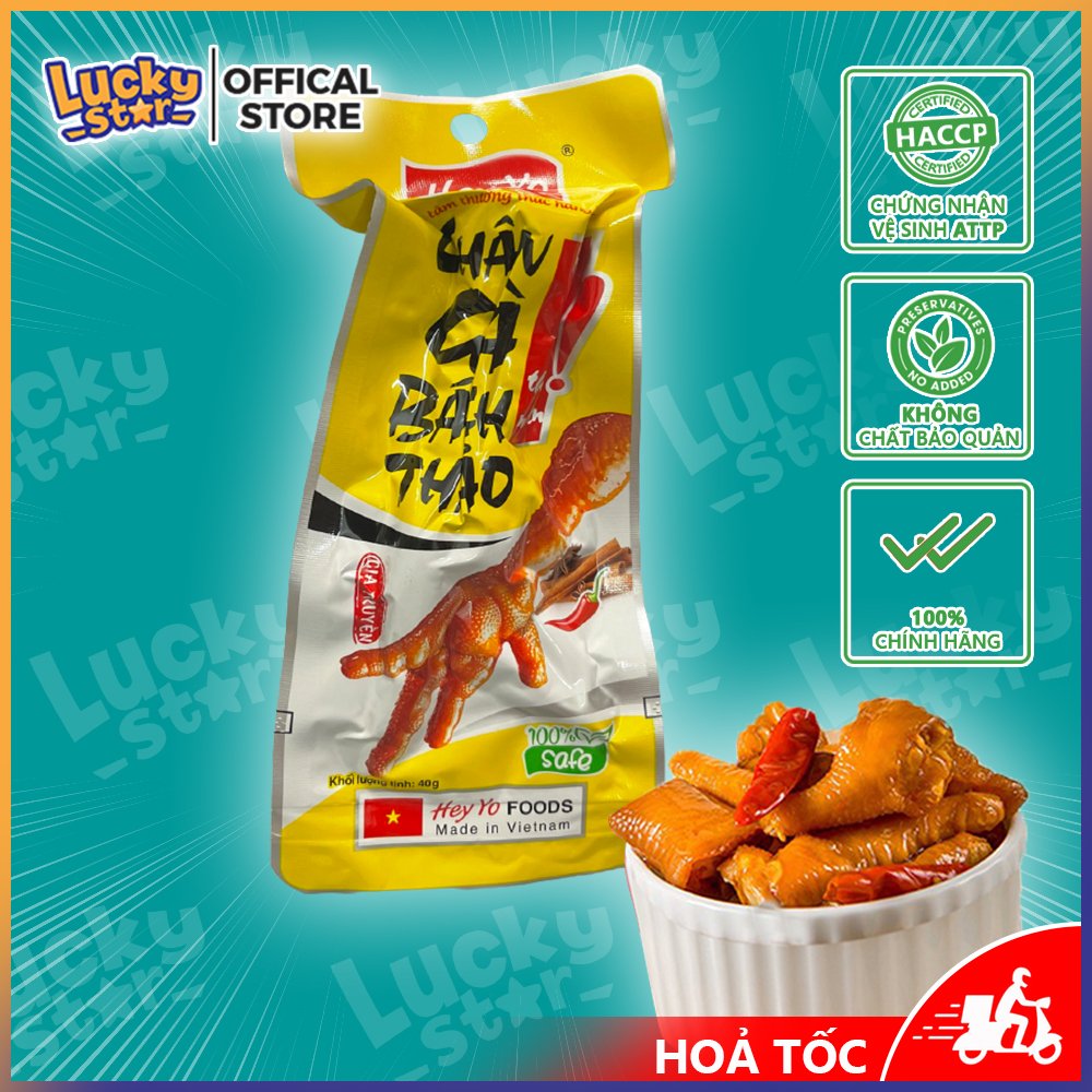 Chân gà cay bách thảo Việt Nam - đồ ăn vặt siêu ngon gói 40g, chân gà sạch Hey Yo đảm bảo ATTP