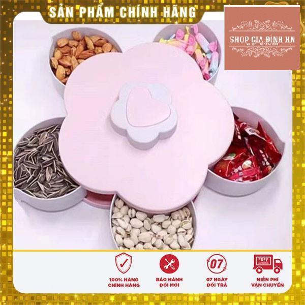 Khay đựng mứt tết, bánh kẹo hoa quả 1 tầng 5 cánh xoay 360 độ sang trọng tiện dụng