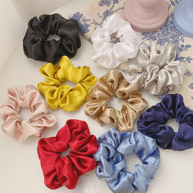 Dây cột tóc buộc tóc Scrunchies vải satin phong cách retro cổ điển cao cấp