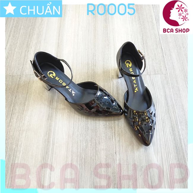 Giày cao gót nữ cao 5 phân RO005 ROSATA quai sau cài và mũi cắt bằng tia laze độc lạ, sang trọng, đẳng cấp - màu đen