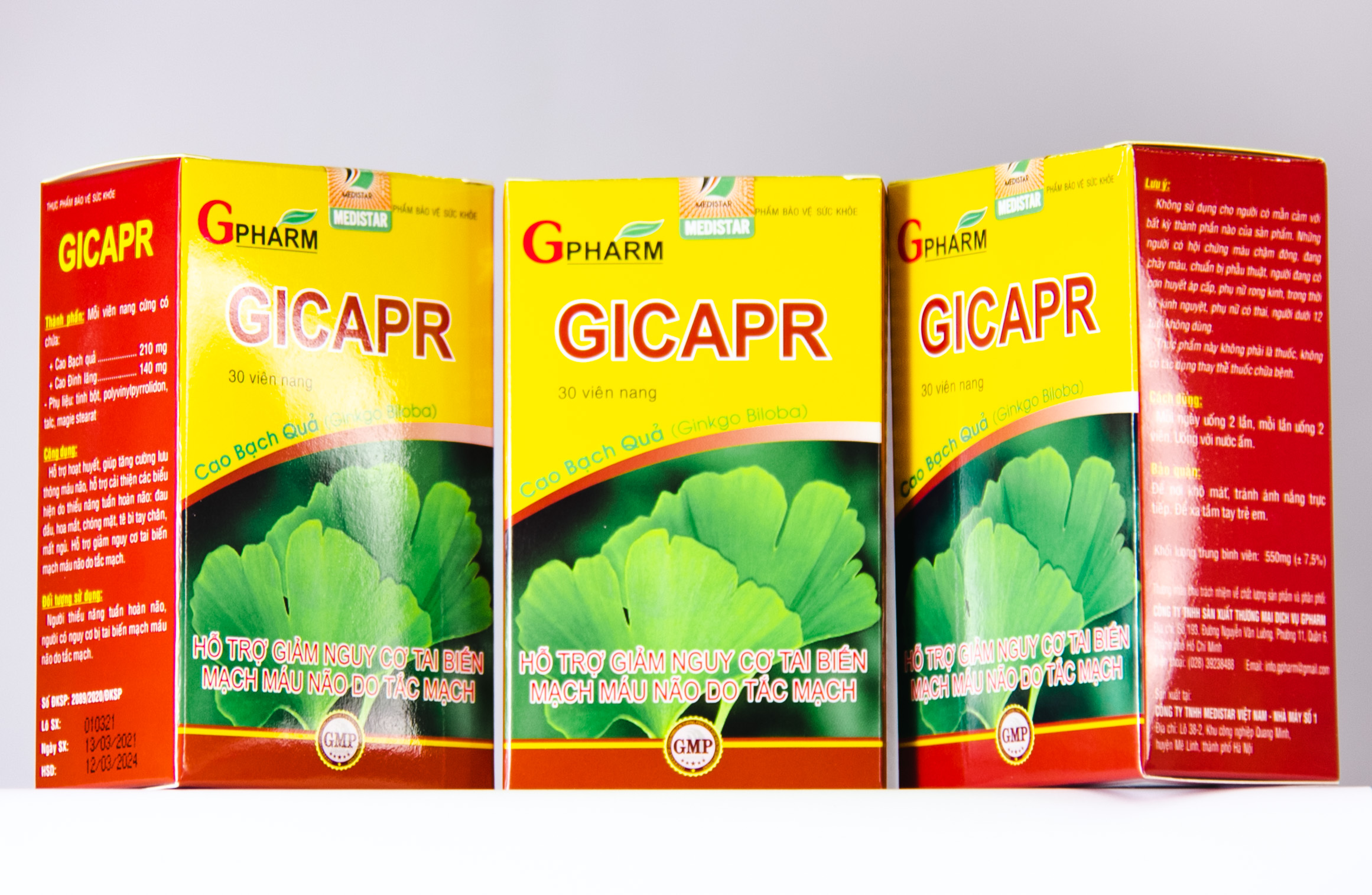 Thực phẩm bảo vệ sức khỏe Viên uống GICAPR Hỗ trợ hoạt huyết, giúp tăng cường lưu thông máu não, cải thiện đau đầu, hoa mắt, chóng mặt, mất ngủ