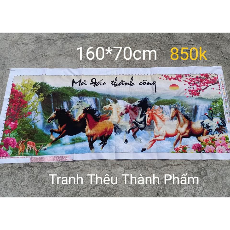 (Đã thêu) Tranh thêu thành phẩm mã đáo thành công ngựa 3d