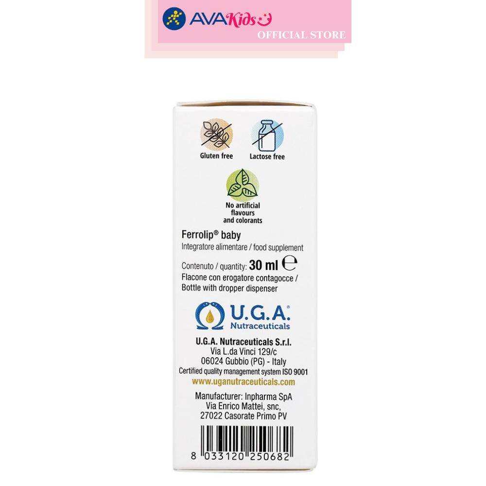 Siro Ferrolip Baby bổ sung sắt, hỗ trợ tạo hồng cầu 30 ml (từ 0 tháng)