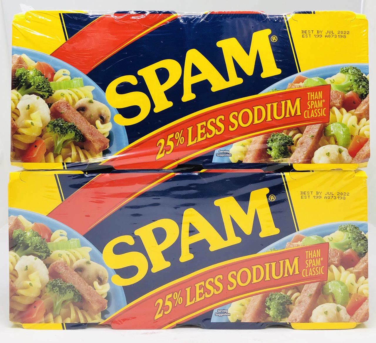 Thịt hộp Spam Less Sodium 25% 340g giảm mặn - Lốc 8 hộp nhập Mỹ
