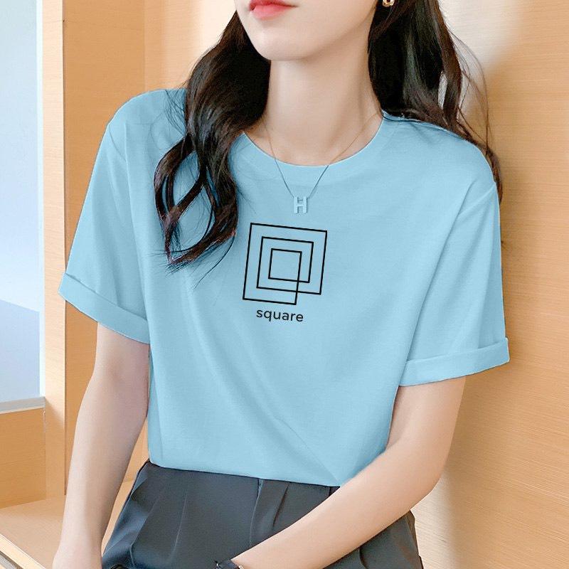 Áo thun tay ngắn dáng rộng dễ thương, áo thun thể thao phong cách Hàn Quốc cho nữ 2022 T045 Freesize (Dưới 60kg)