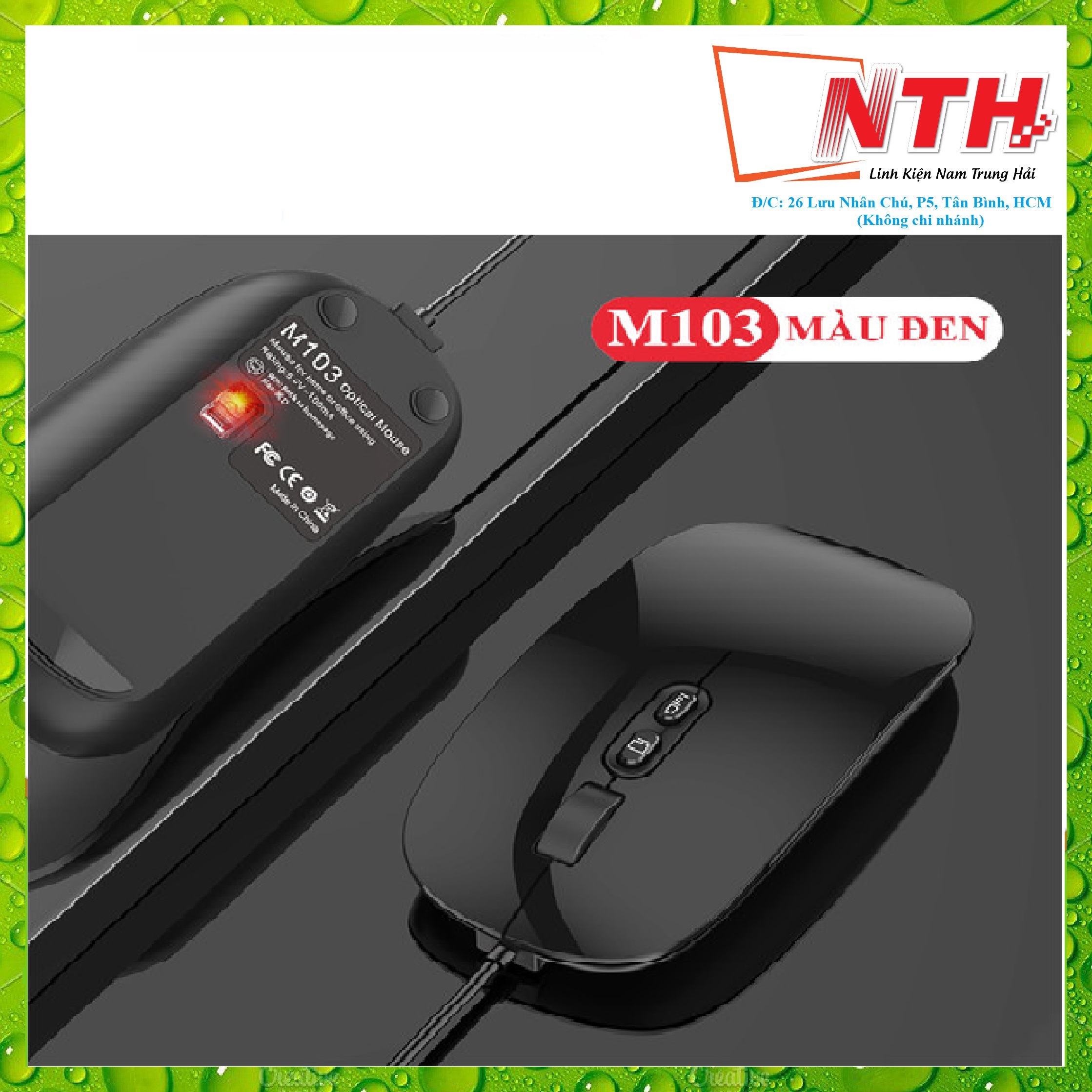 Chuột có dây M103 kết nối bằng cổng USB với 3 mức độ DPI phù hợp để làm việc, chơi game-NTH