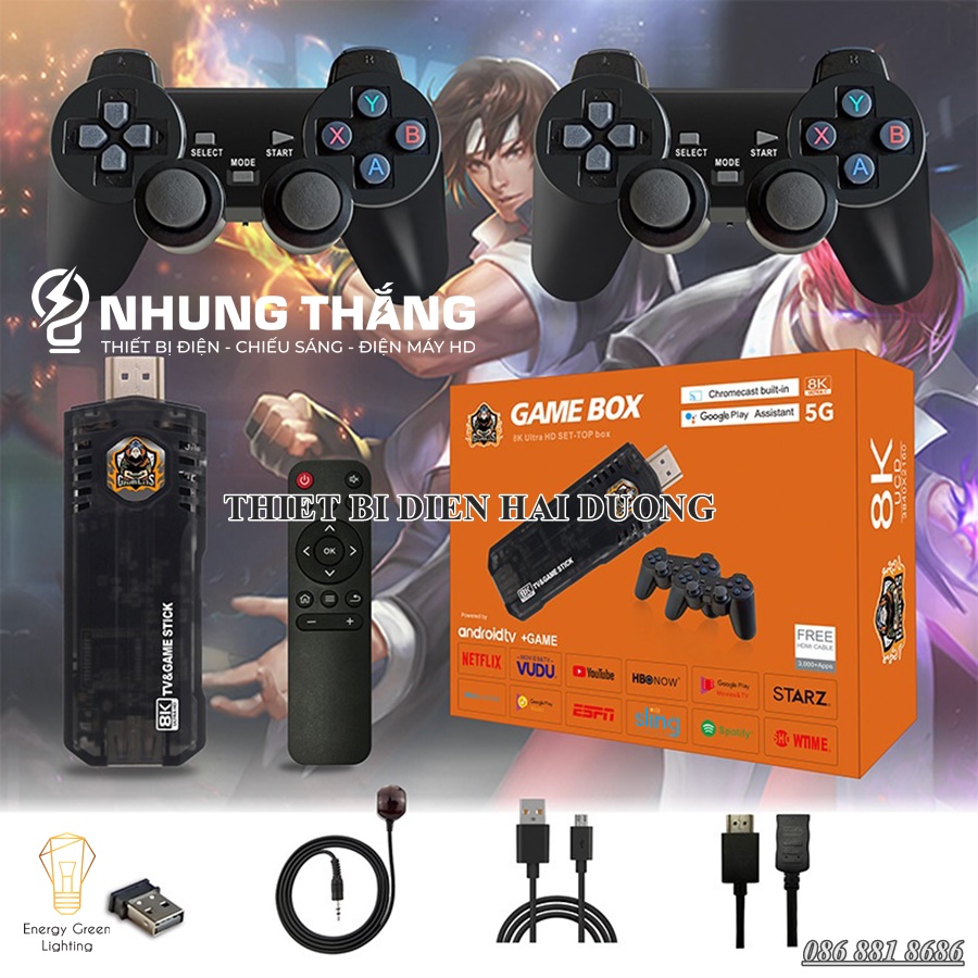 Máy Chơi Game Stick 8k x8 - Kết Nối Không Dây WIFI - HDMI TV 10000 Trò Chơi - Kèm Thẻ Nhớ 64gb - CÓ VIDEO