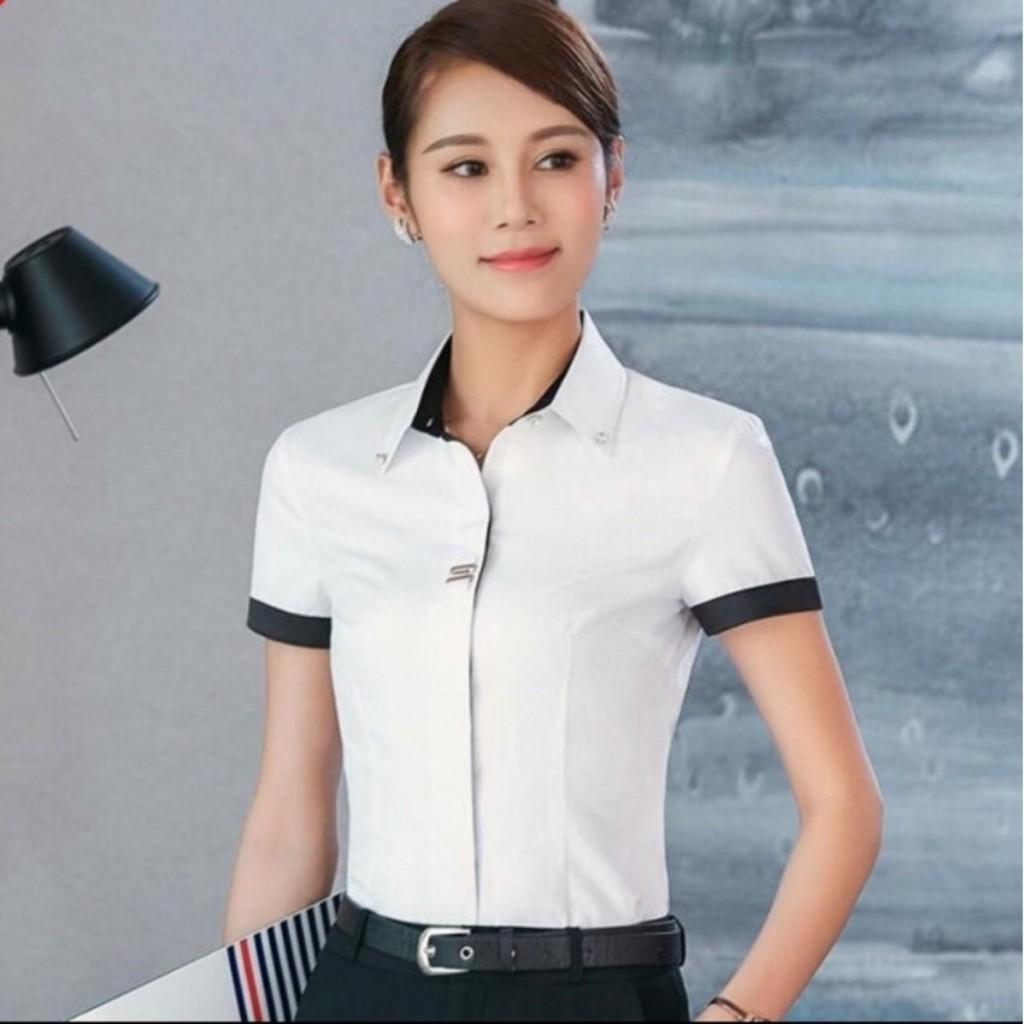 Áo Sơ Mi Nữ Ngắn Tay Viền Cổ TG854 Thiết Kế Trẻ Trung, Nữ Tính