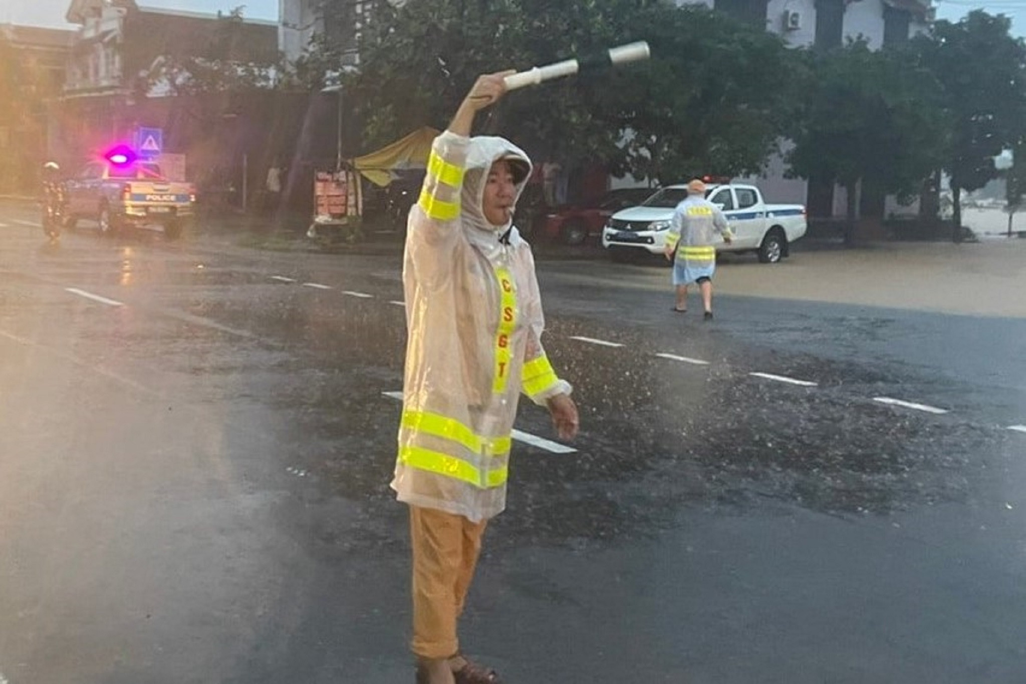 Áo Mưa Bộ Cảnh Sát Giao Thông, Có Phản Quang Trong Suốt