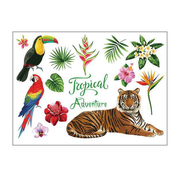 Decal dán tường Tropical Adventure Hổ SK7172