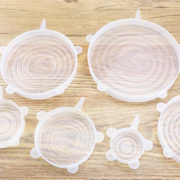 Set 6 Miếng Nắp Đậy Silicon Co Giãn - Bọc Chén, Bát, Thực Phẩm Cần Bảo Quản