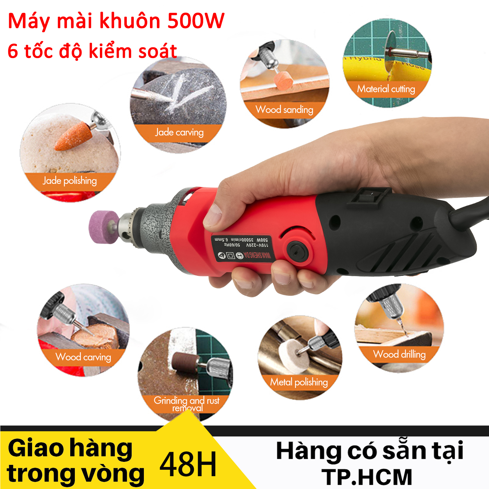 Máy mài khuôn 500w Đài loan - máy khoan động cơ siêu êm và bên bỉ máy mài chai máy mài cắt, đa năng tiện dụng