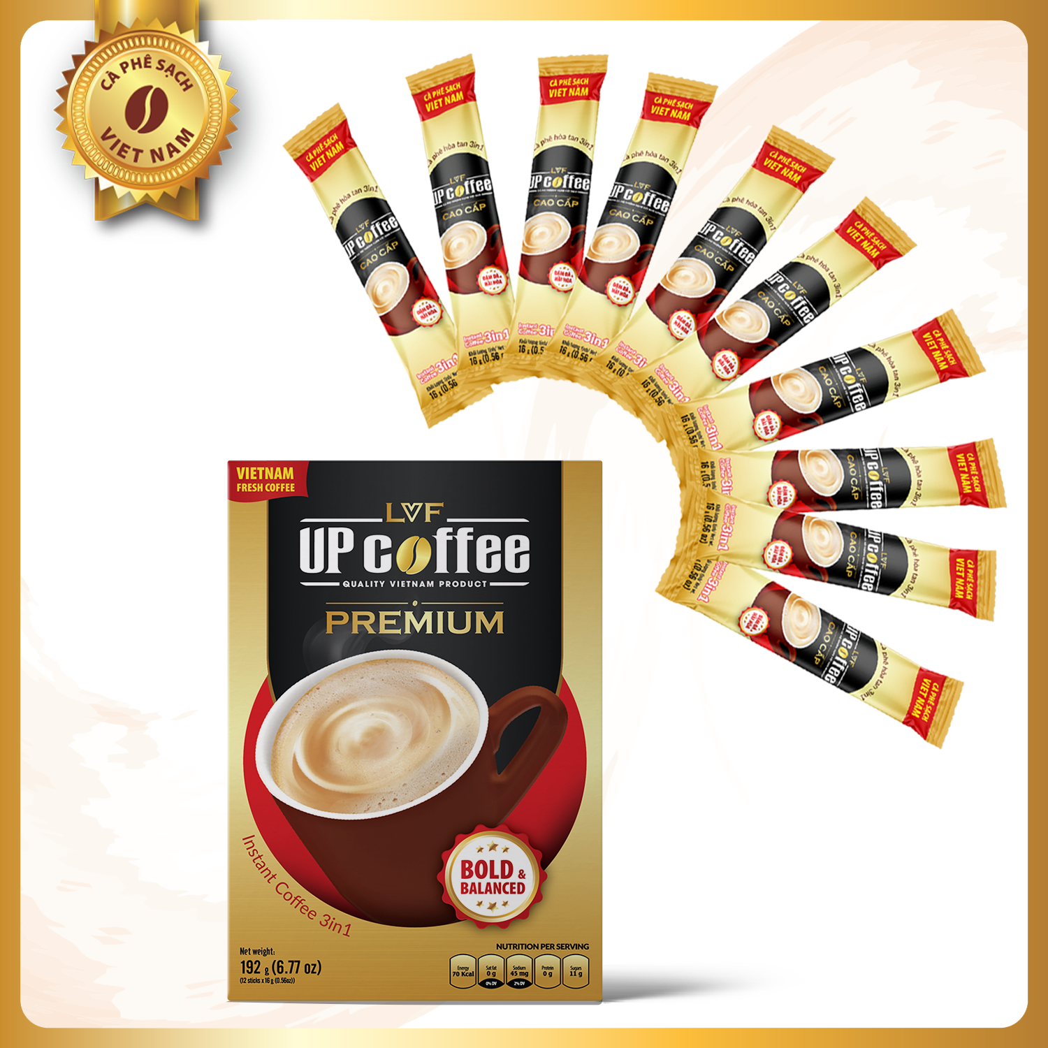 Cà phê hòa tan UP Coffee 3in1 Cao Cấp