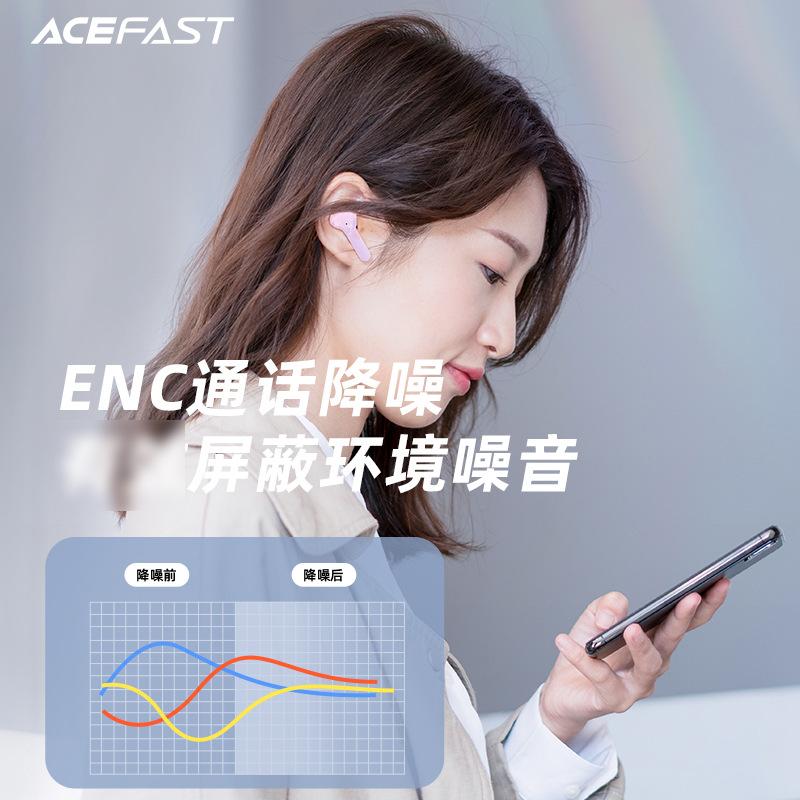 Phong cách mới nhất Tai nghe Bluetooth nhỏ màu pha lê ACEFAST ENC tai nghe kẹo thể thao không dây T6 tai nghe trò chơi sạc màu pha lê nhỏ