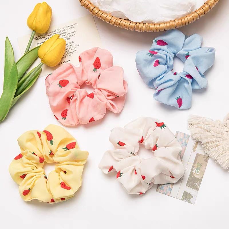Dây buộc tóc Scrunchies họa tiết ngộ nghĩnh siêu kute dễ thương