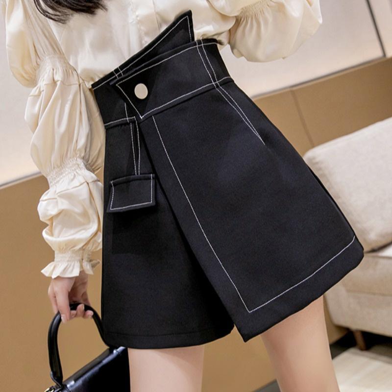 Chân váy chữ a cạp cao công sở bigsize CHERRY quần giả váy nữ sẻ tà cạp cao chỉ nổi cao cấp co giãn tốt tôn dáng V053