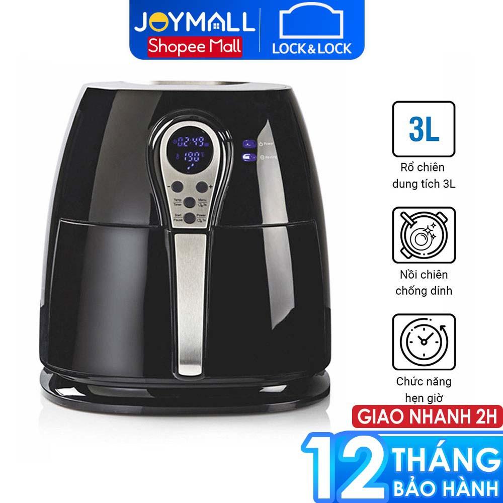 Nồi chiên không dầu Lock&Lock EJF276 3 Lít - Hàng chính hãng, giảm 80% lượng mỡ tiêu thụ, màn hình led - Hapos