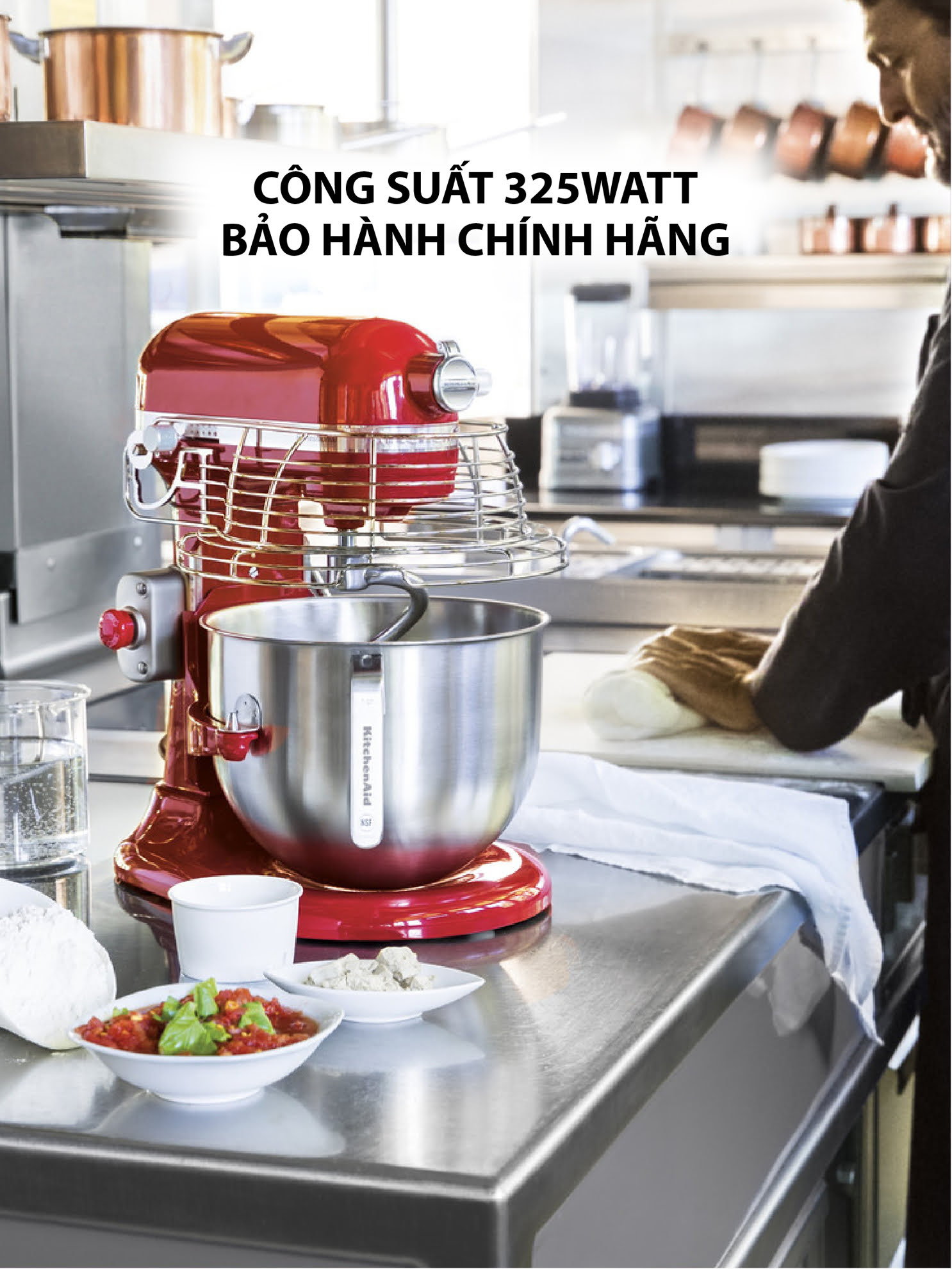 Máy Trộn Bát Nâng Chuyên Nghiệp 6.9l KitchenAid 5KSM7990XEER Professional Màu Đỏ Hàng chính hãng
