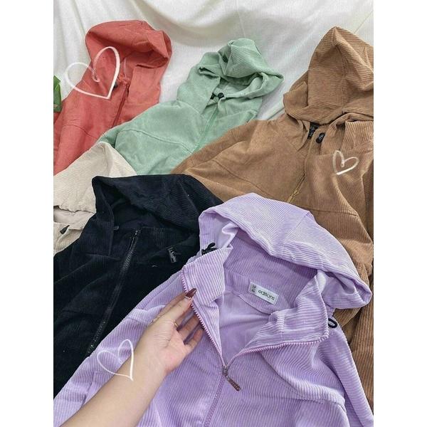 Áo khoác lửng croptop kaki nhung gân tay phồng unisex ulzzang nam nữ AK836