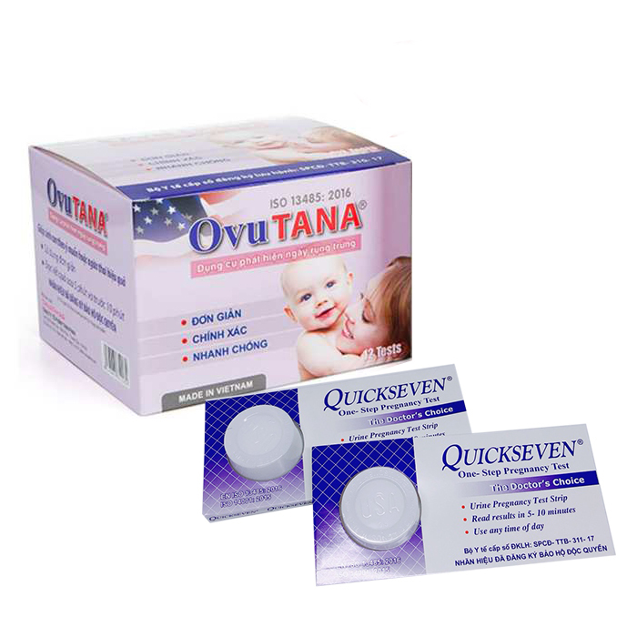 Combo 12 que thử rụng trứng Ovutana + 06 que thử thai Quickseven