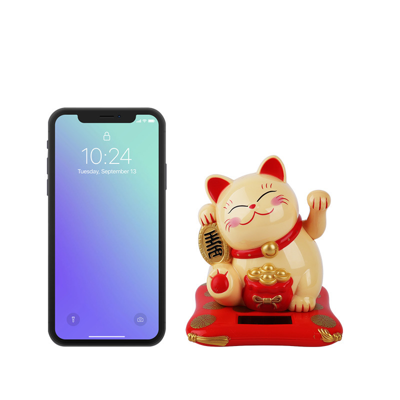 Mèo thần tài Maneki Neko vẫy tay pin mặt trời - M