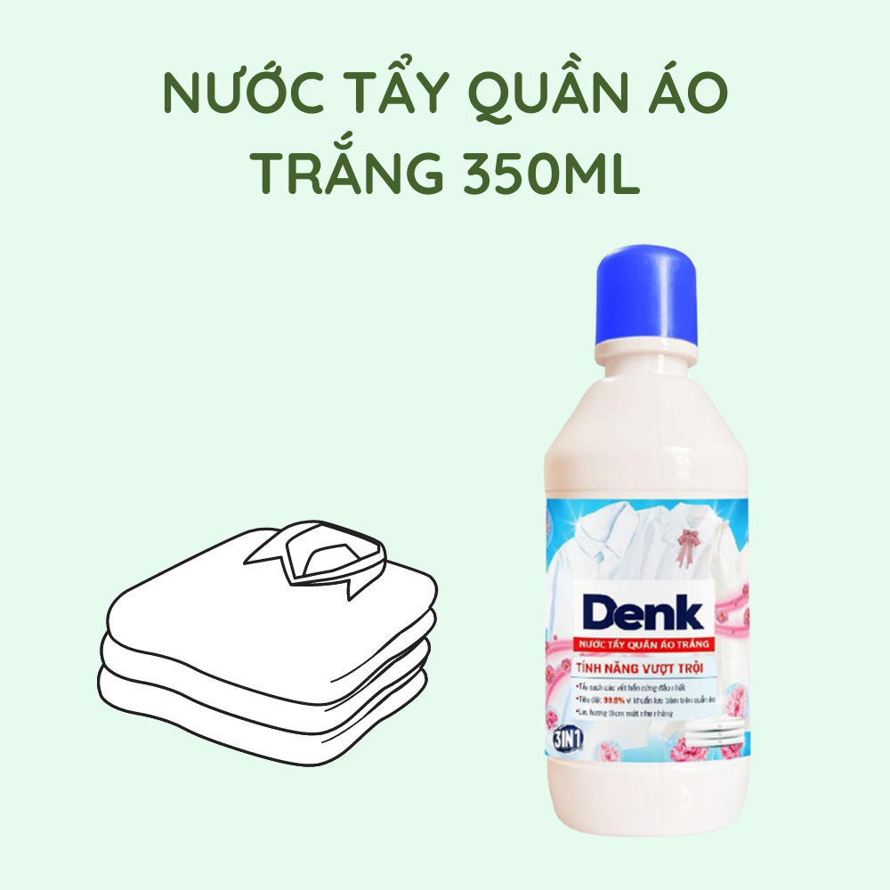 Nước tẩy trắng mốc quần áo Denkclin 350ml thế hệ mới mùi hoa quả cực thơm