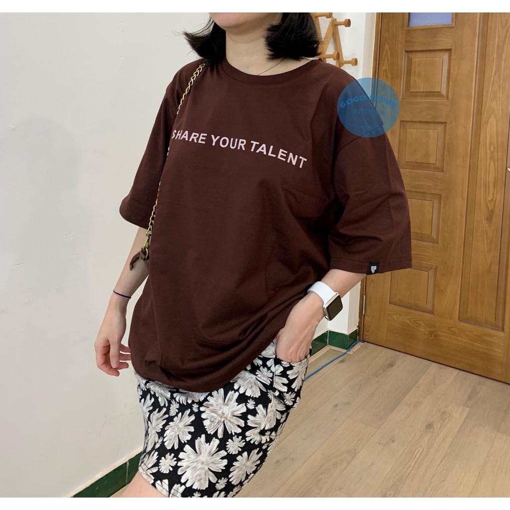 Áo thun nâu đất unisex in chữ-freesize nam nữ