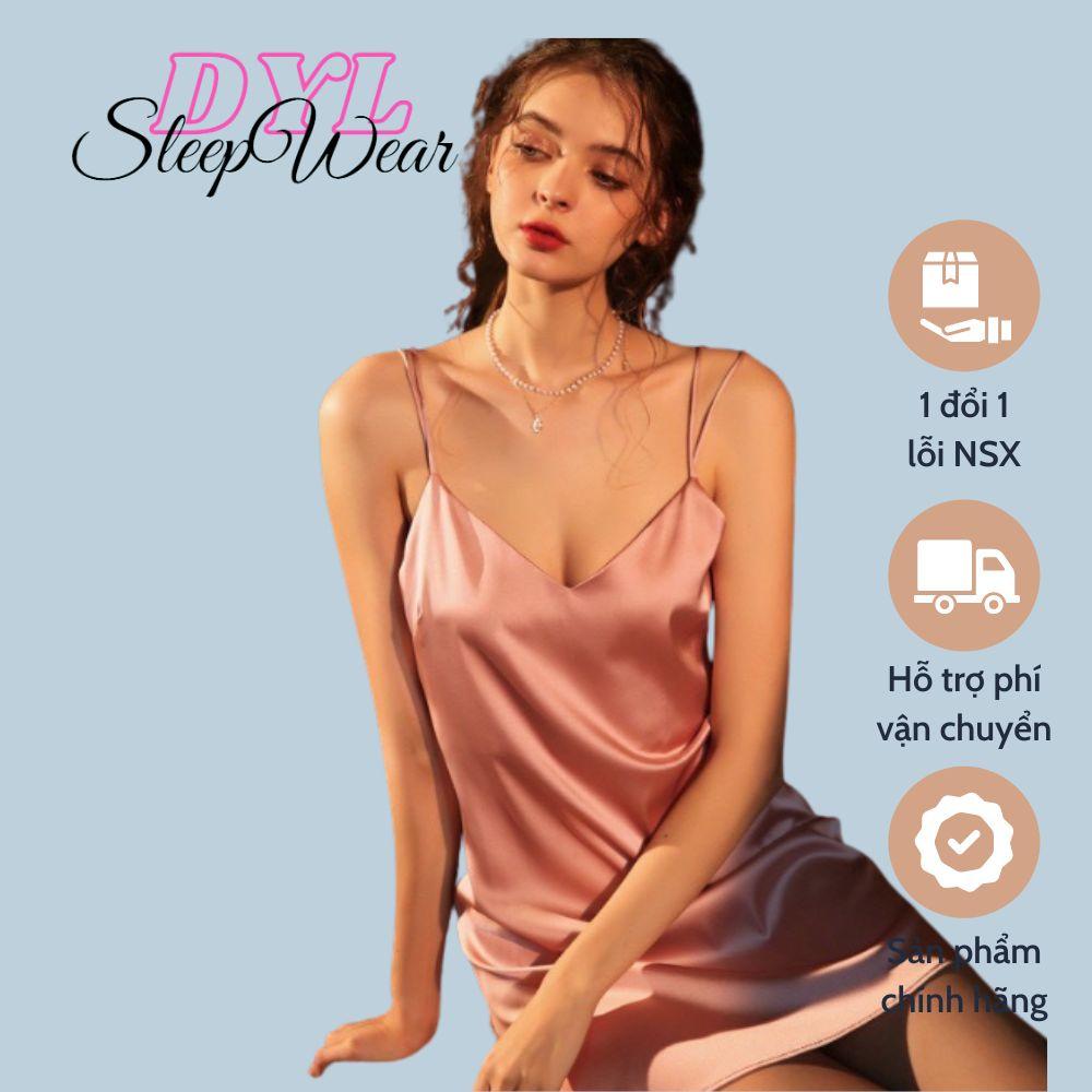 Đầm Ngủ Sexy Hai Dây Chất Liệu Lụa Latin Cao Cấp, Đồ Ngủ Cao Cấp Mặc Nhà