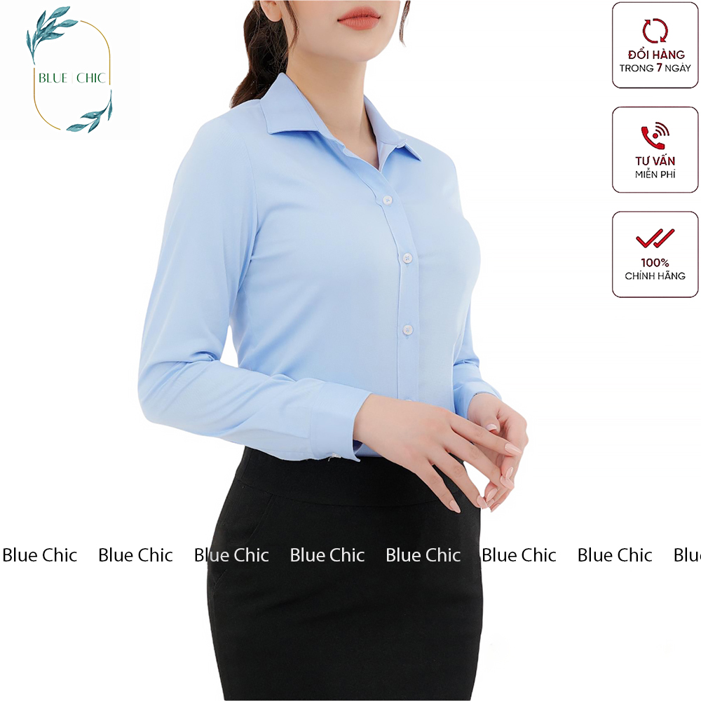 Áo sơ mi nữ Blue Chic công sở dáng suông vải mềm thoáng mát sơ mi dài tay nữ