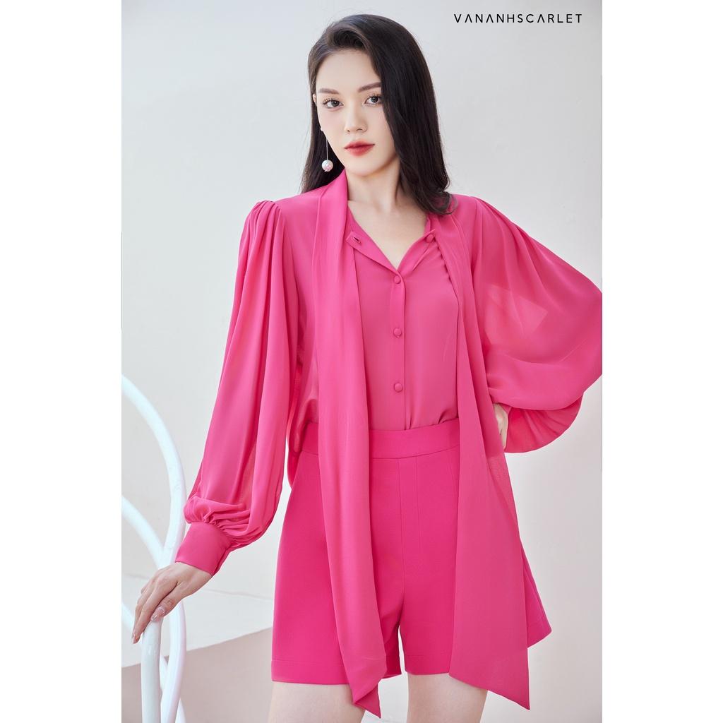 Set vest nữ VANANHSCARLET kèm quần short hồng