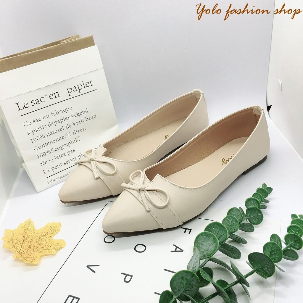 Hình thật-B8-Giày bệt búp bê nữ đính nơ hàng VNXK siêu mềm êm chân