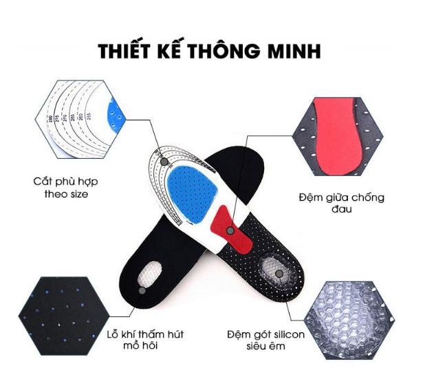 Miếng lót giày thể thao chuyên dụng cao cấp, Lót đế giày siêu êm chân, khoáng khí, khử mùi hôi, siêu tiện dụng - Size M ( 36-41 )