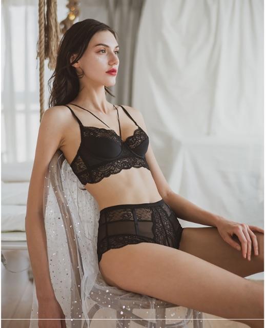 Bộ Đồ Lót Ren Lưới Có Gọng Không Đệm Siêu Mỏng S078