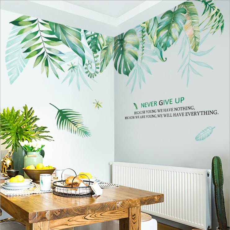 Decal dán tường Giàn lá 3D phong cách Hàn Quốc - Never Give Up