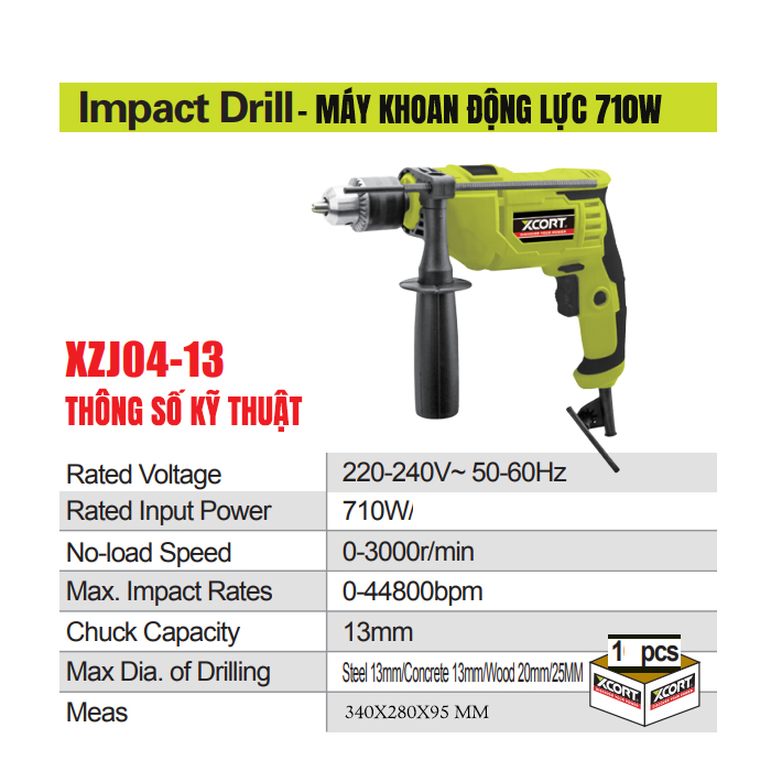 Máy khoan-Máy khoan động lực 710W XCORT Cực Khỏe Tay Cầm Chắc Chắn