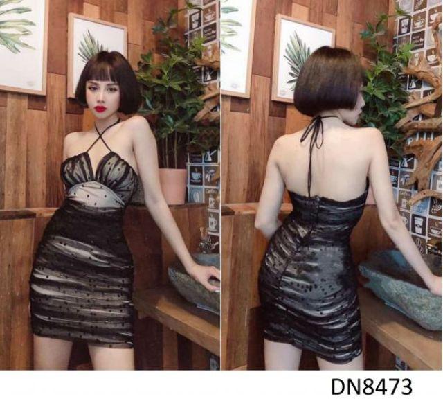 Đầm voan bi 2 dây rút ngực sexy
